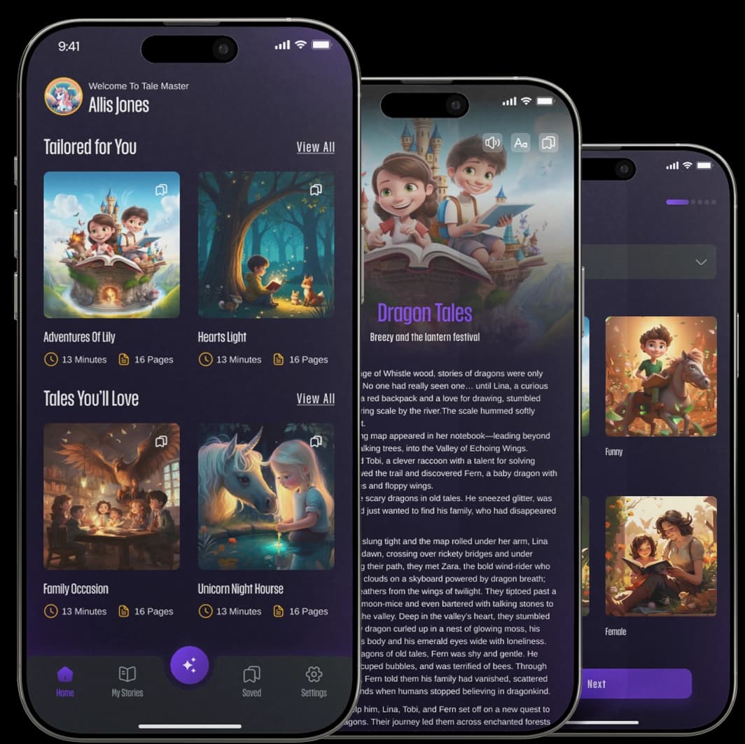 TinyTales AI App Mockup